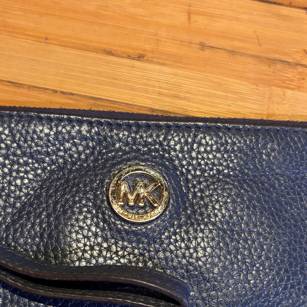 Michael Kors Dark Blue Leather Wristlet - Picture 2 of 4